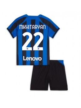 Inter Milan Henrikh Mkhitaryan #22 Heimtrikotsatz für Kinder 2022-23 Kurzarm (+ Kurze Hosen)